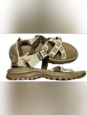 Merrell Strappy Sport Hiking Water Sandals Teal Gray Plaid EUC Size 6